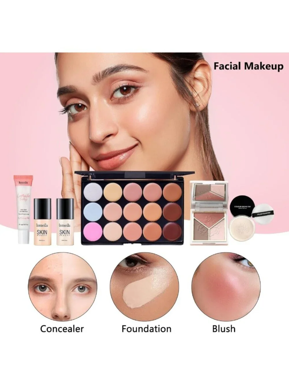 Complete Makeup Kit for Women - Essential Gift Set with Foundation, Eyeshadow